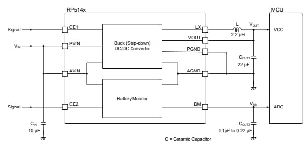 Application Circuit Diagram - Nisshinbo RP514 Switching Voltage Regulators